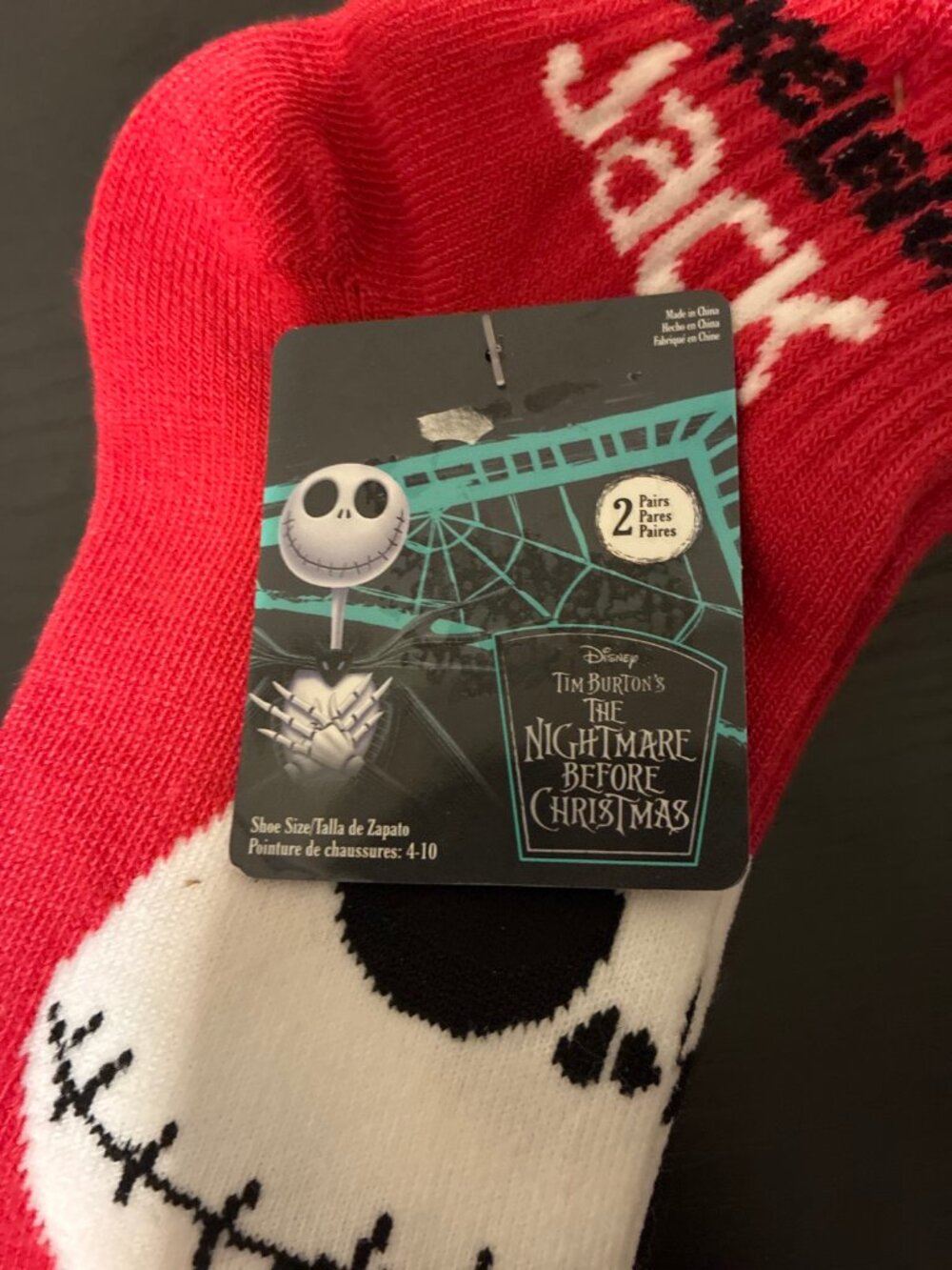 Nightmare Before Christmas 2-Pair Socks - Jack & Sally - New with Tags